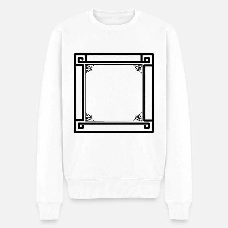 schwarzer Rahmen mit Ornamenten - Männer Premium Bio Pullover - Weiß