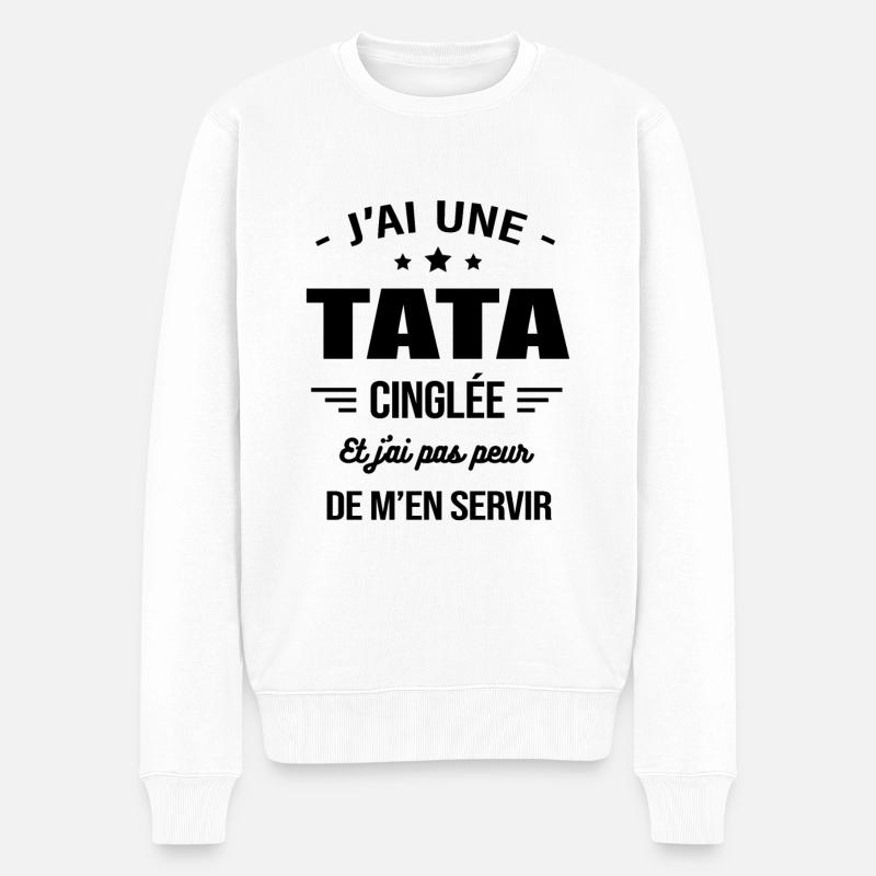 J'AI UNE TATA CINGLÉE - Pull Premium bio Homme - blanc