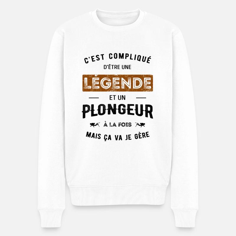 LÉGENDE ET PLONGEUR - Pull Premium bio Homme - blanc