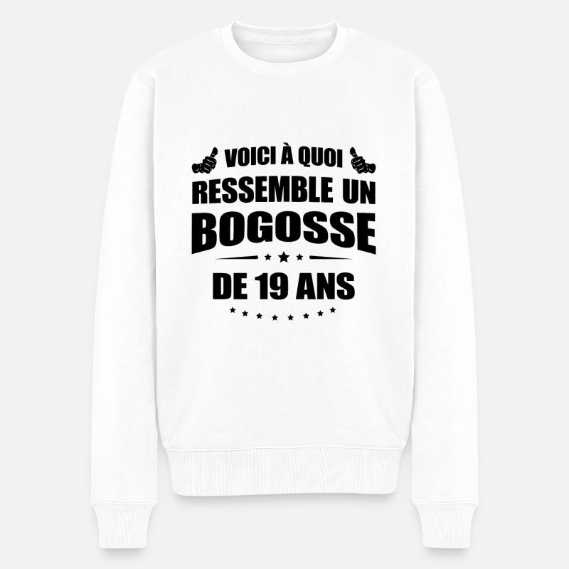 BOGOSSE DE 19 ANS - Pull Premium bio Homme - blanc