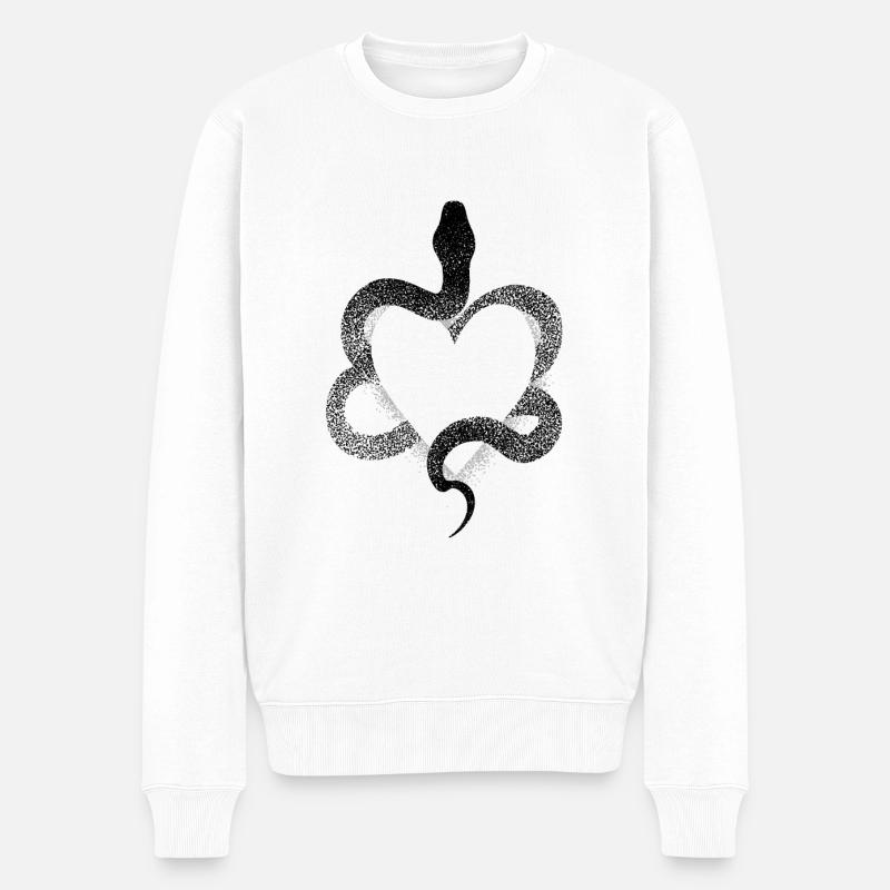 Serpent dotwork coeur - Pull Premium bio Homme - blanc
