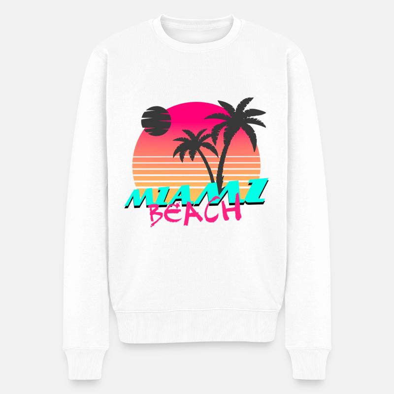 Miami Beach - Männer Premium Bio Pullover - Weiß