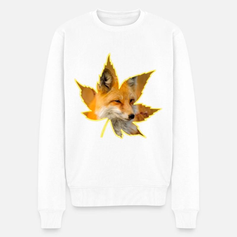 Renard silhouette de feuille - Pull Premium bio Homme - blanc