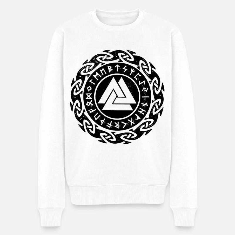 Wikinger Rune Valknut Wotansknoten - Männer Premium Bio Pullover - Weiß