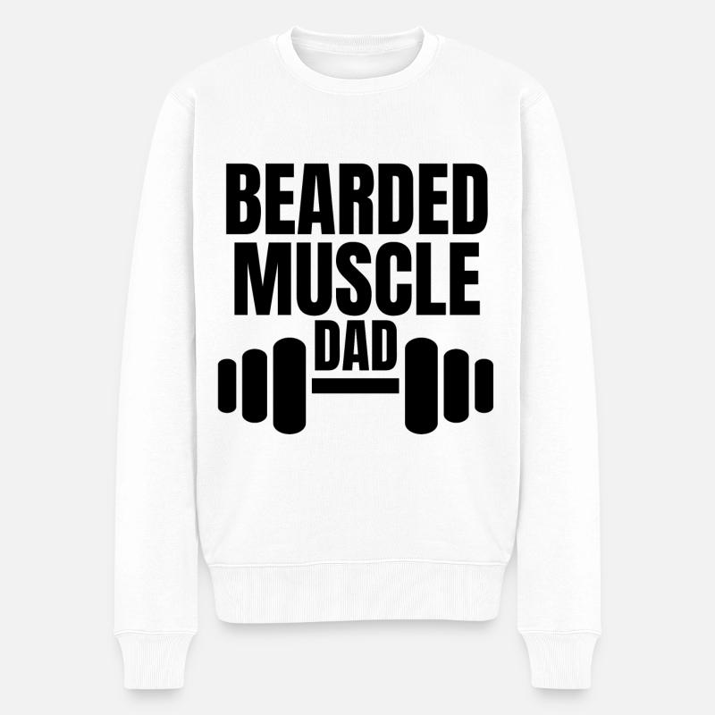 Bearded Muscle Dad - Männer Premium Bio Pullover - Weiß