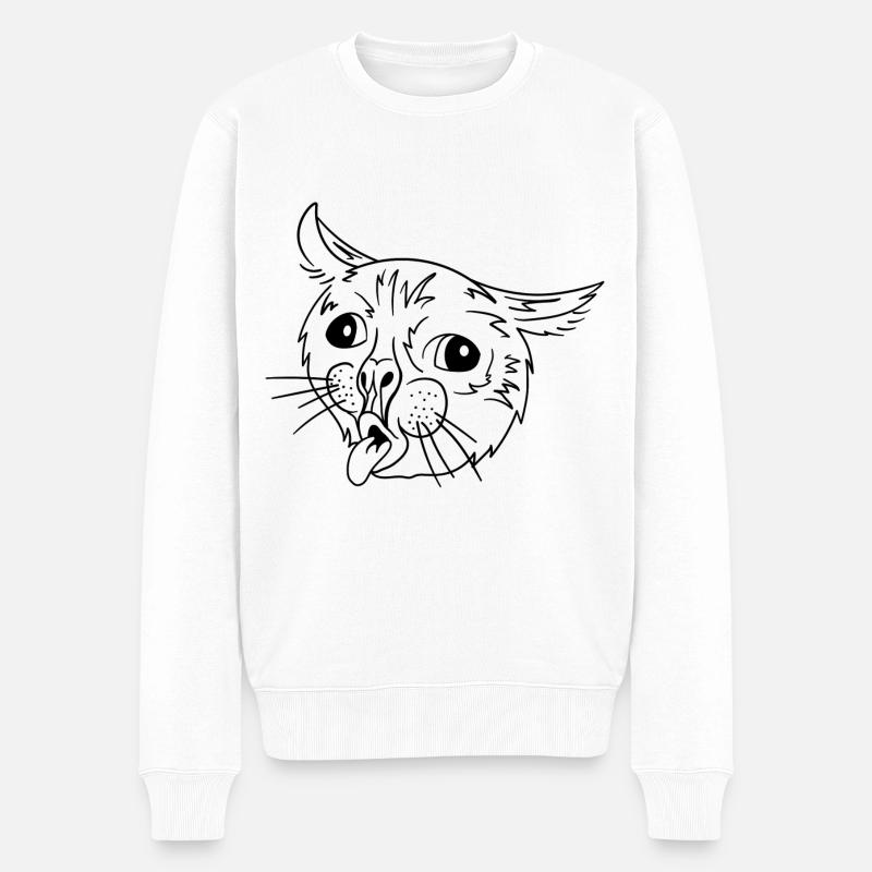 Hässliches Hustende Katze Meme - Männer Premium Bio Pullover - Weiß