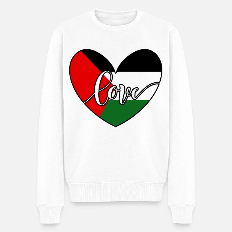 Love Palestine - Männer Premium Bio Pullover - Weiß