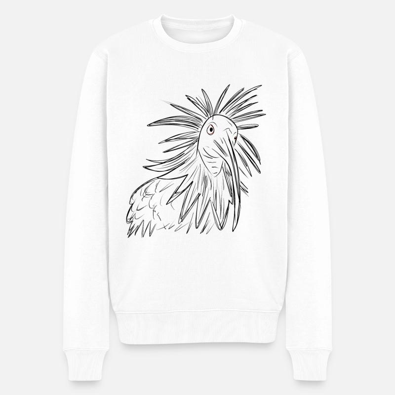 Waldrapp Vogel Zeichnung - Männer Premium Bio Pullover - Weiß