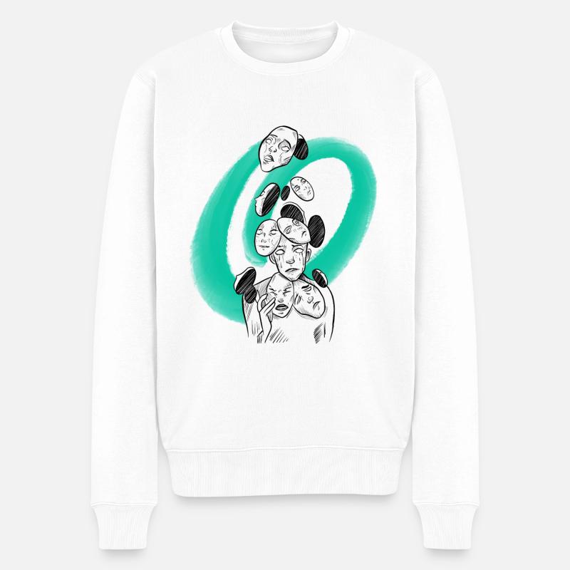 Gesichtslose Manga-Skizze - Männer Premium Bio Pullover - Weiß