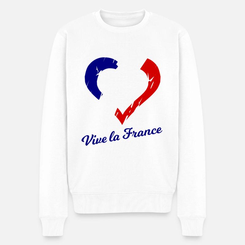 Es lebe Frankreich - Männer Premium Bio Pullover - Weiß
