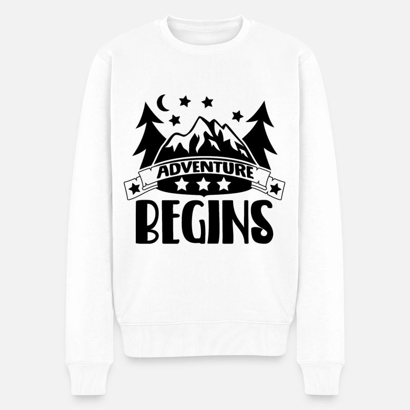Abenteuer beginnt - Männer Premium Bio Pullover - Weiß