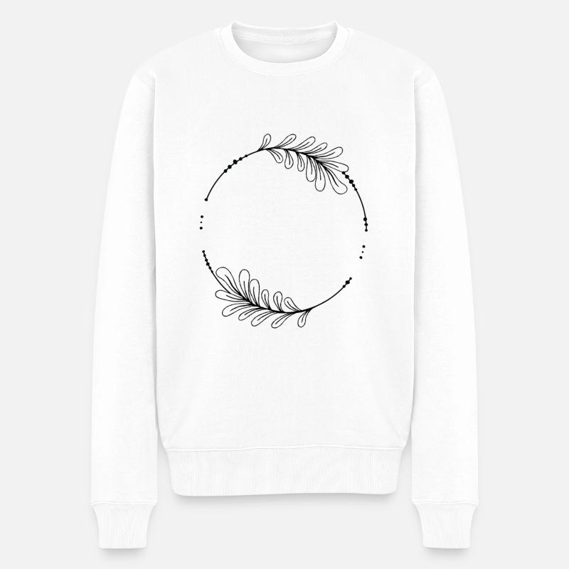 Cadre circulaire noir avec feuilles - Pull Premium bio Homme - blanc