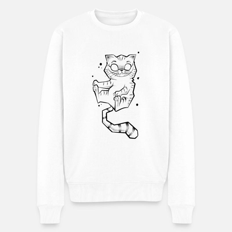 Cat Alice Skizzenkunst - Männer Premium Bio Pullover - Weiß