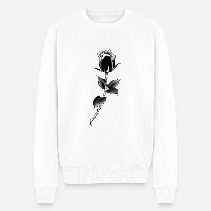 Rose Stil Tattoo alt - traditionelle Schule - Männer Premium Bio Pullover - Weiß