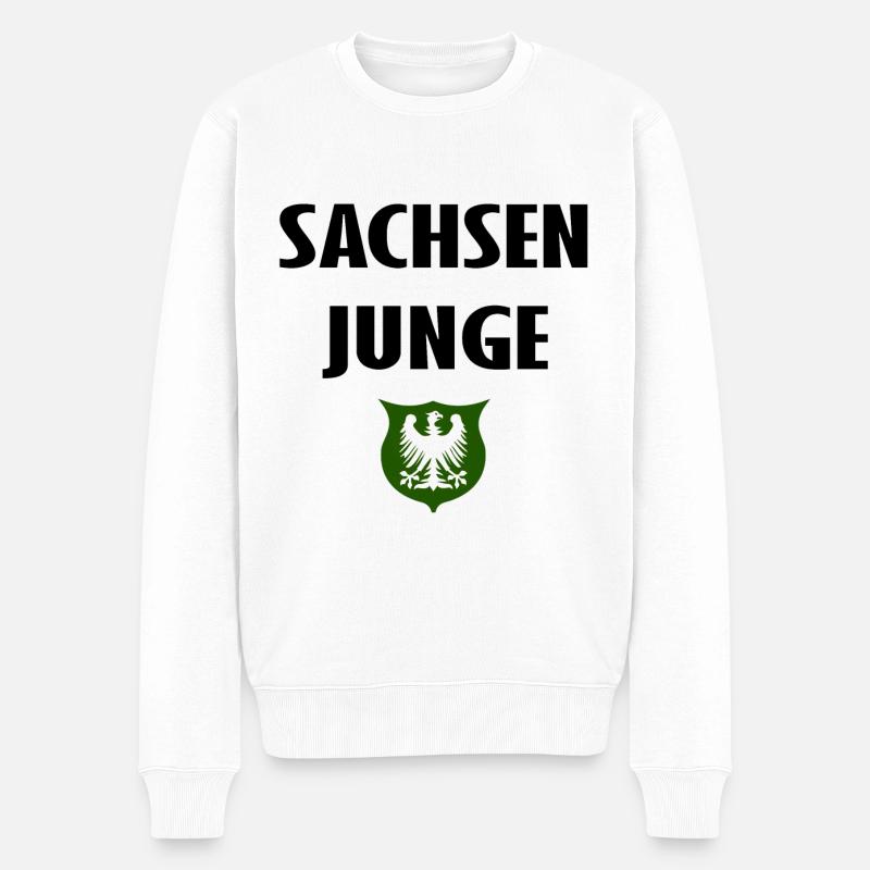 Der Sachsenjunge - Männer Premium Bio Pullover - Weiß
