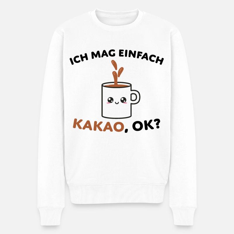 Kakao Getränk Schokolade Tasse - Männer Premium Bio Pullover - Weiß