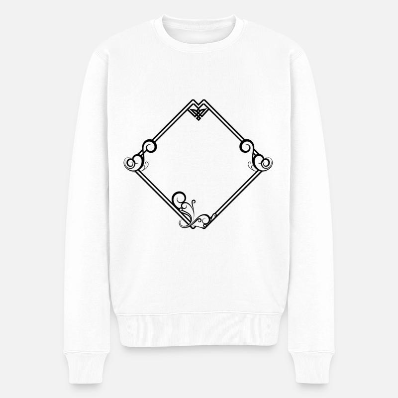 Schwarzer Quadratischer Rahmen Ornamente - Männer Premium Bio Pullover - Weiß