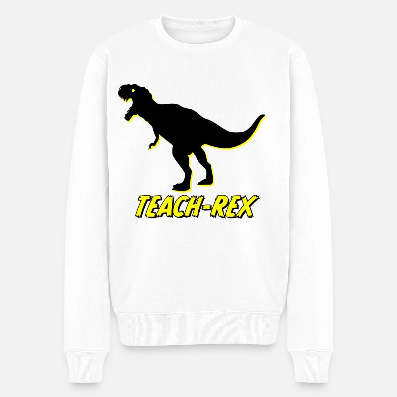 Teach-Rex - Männer Premium Bio Pullover - Weiß