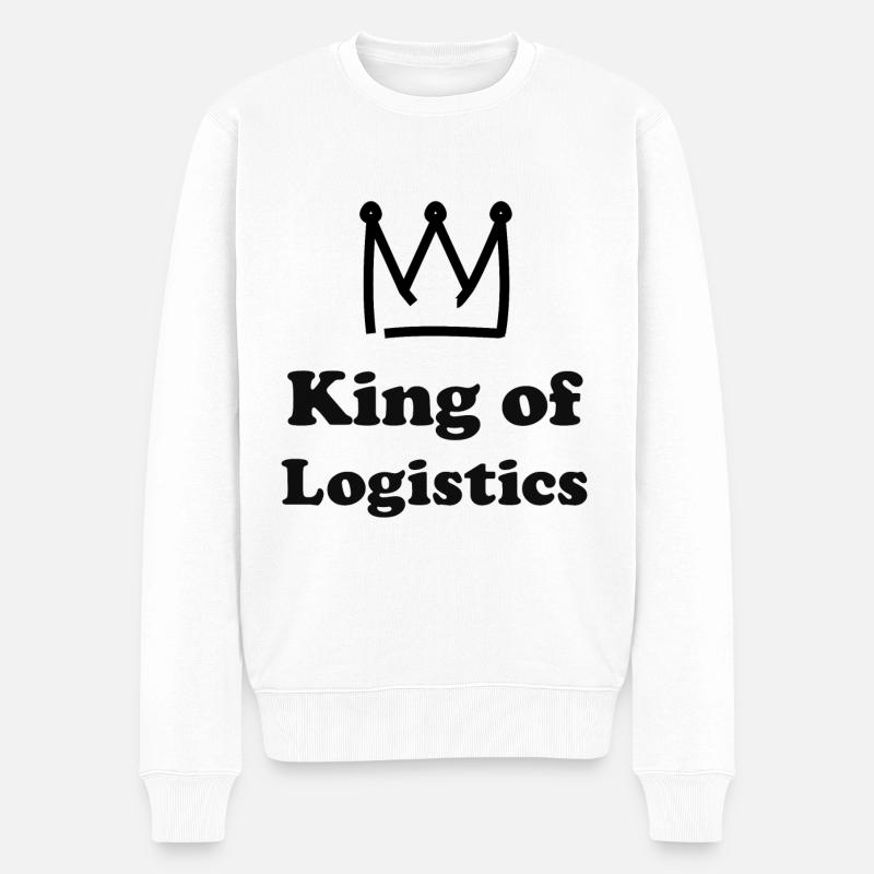 Der König der Logistik - Männer Premium Bio Pullover - Weiß