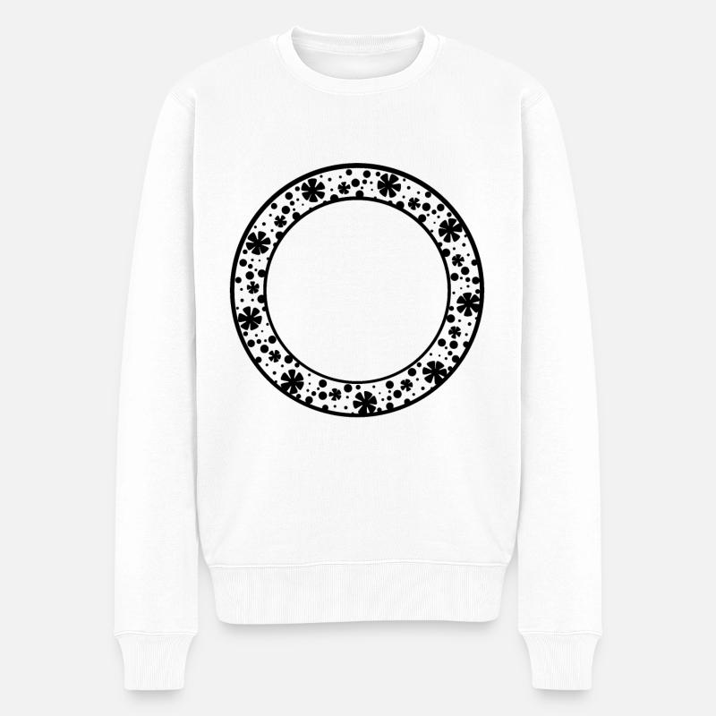 Runder Rahmen mit Blumenmuster Deko - Männer Premium Bio Pullover - Weiß