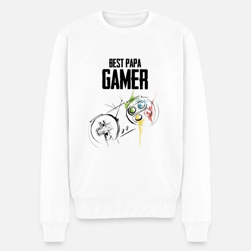 Bester Daddy Gamer - Männer Premium Bio Pullover - Weiß