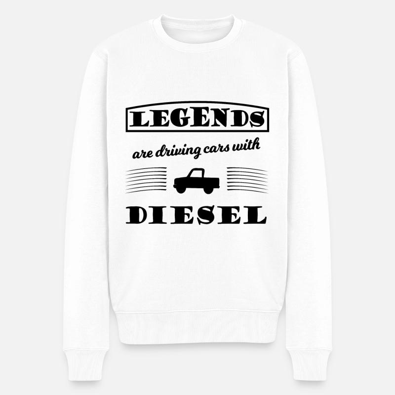 Der Diesel Fahrer - Männer Premium Bio Pullover - Weiß