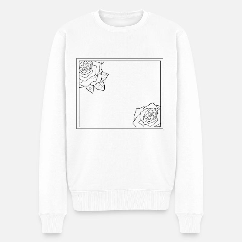 Rectangular frame with roses - Men's Premium Organic Jumper - white