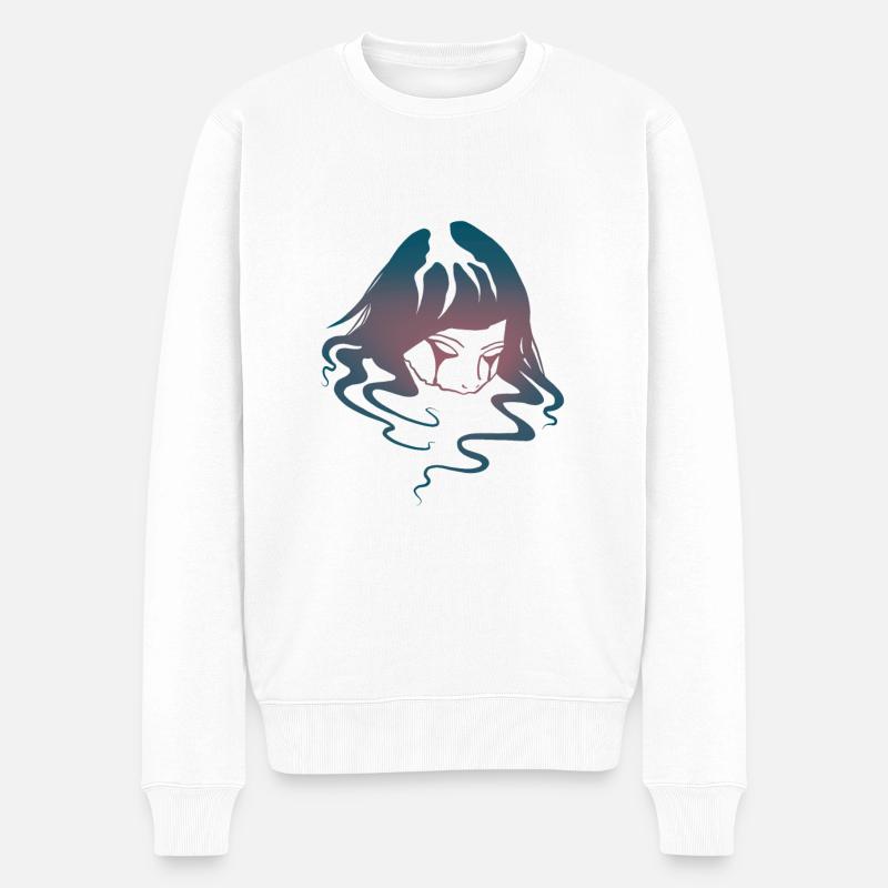 Frauengesicht im Wasser - Männer Premium Bio Pullover - Weiß