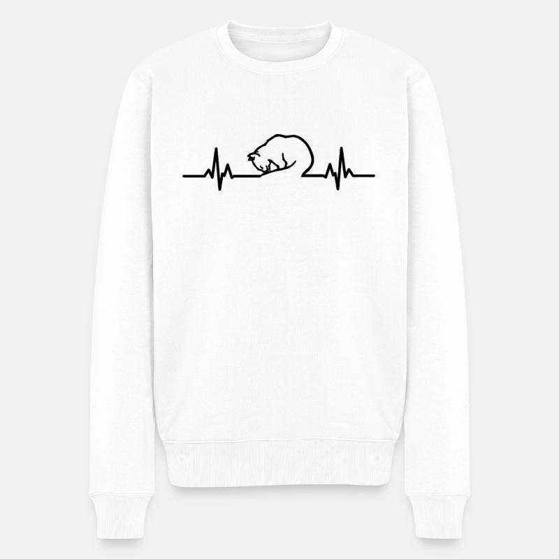 Chat léchant ECG chaton noir - Pull Premium bio Homme - blanc