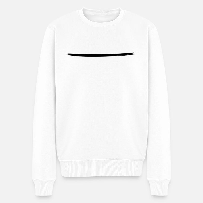 Pinselstrich Schwarz gebogen geschwungen - Männer Premium Bio Pullover - Weiß
