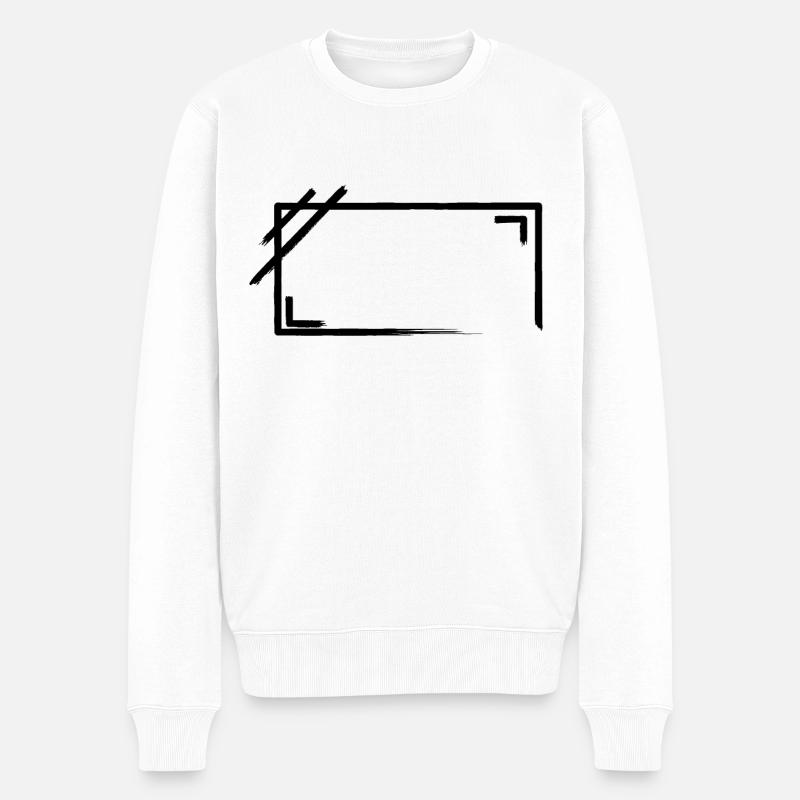 Weathered Rectangular Frame Strokes - Men's Premium Organic Jumper - white