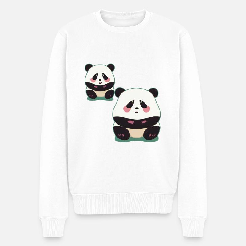 Panda Duo - Pull Premium bio Homme - blanc