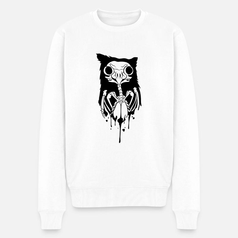 Eulenskelett Halloween Kunst - Männer Premium Bio Pullover - Weiß