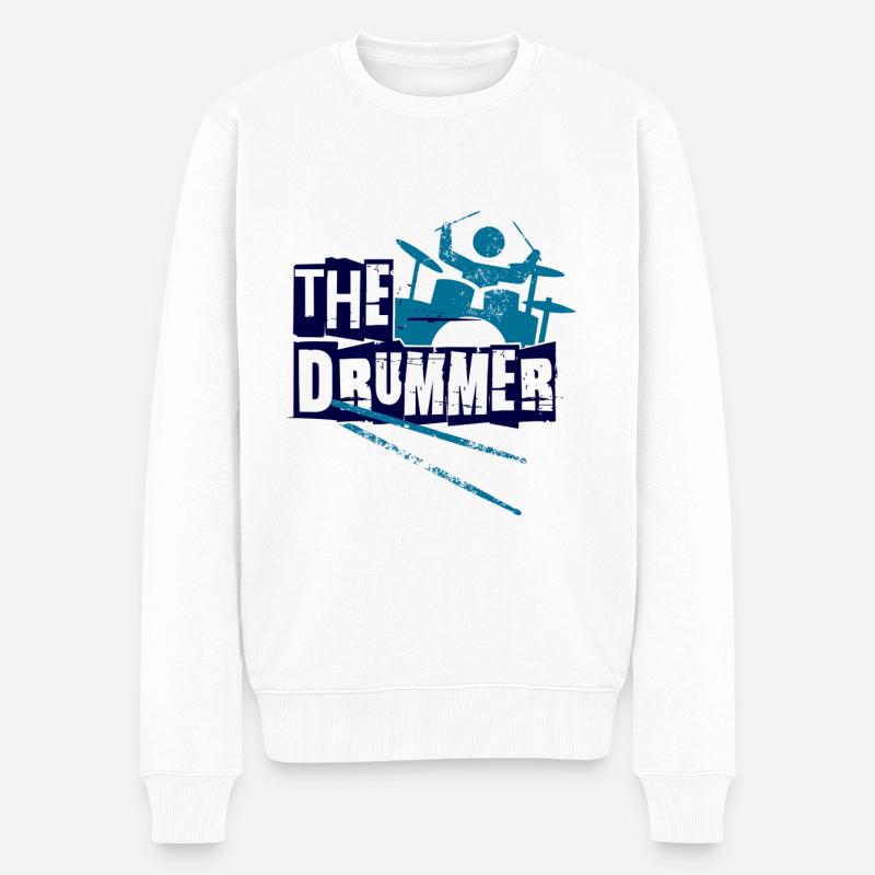 Drummer " The Drummer " Logo - Männer Premium Bio Pullover - Weiß