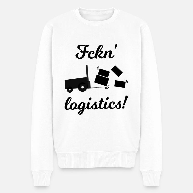 Lustig Logistik - Männer Premium Bio Pullover - Weiß