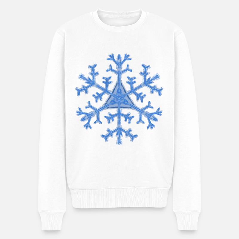 Schneeflocke Design Pulli, Wintermotiv, Eiskristal - Männer Premium Bio Pullover - Weiß