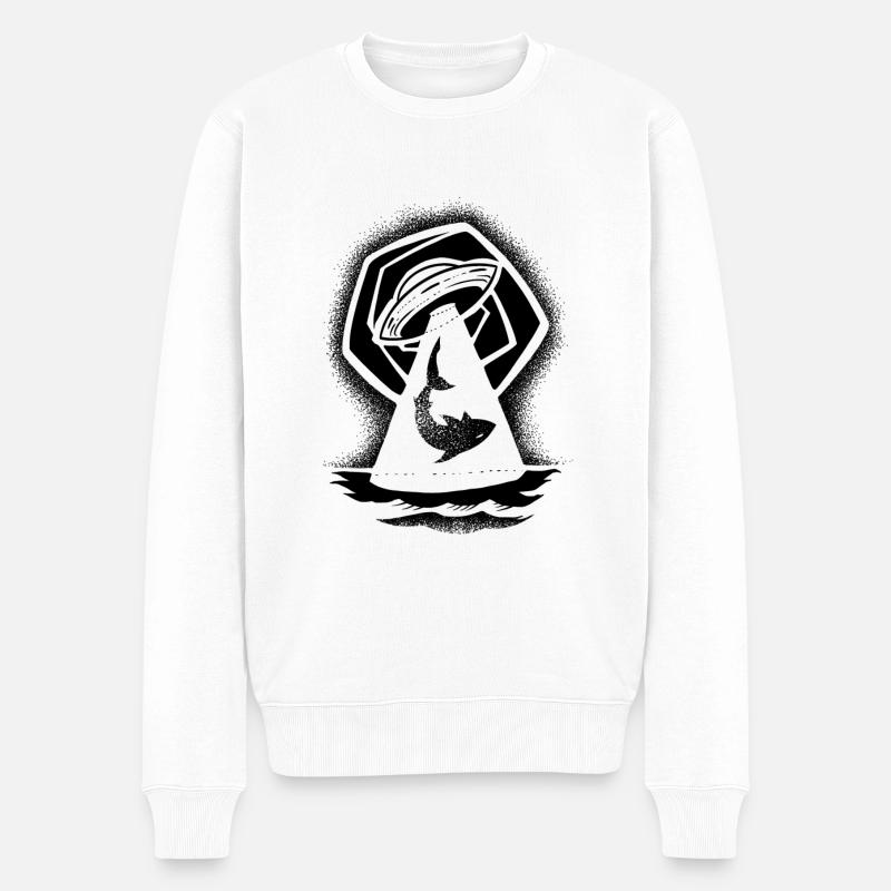 Dotwork UFO-Hai - Männer Premium Bio Pullover - Weiß