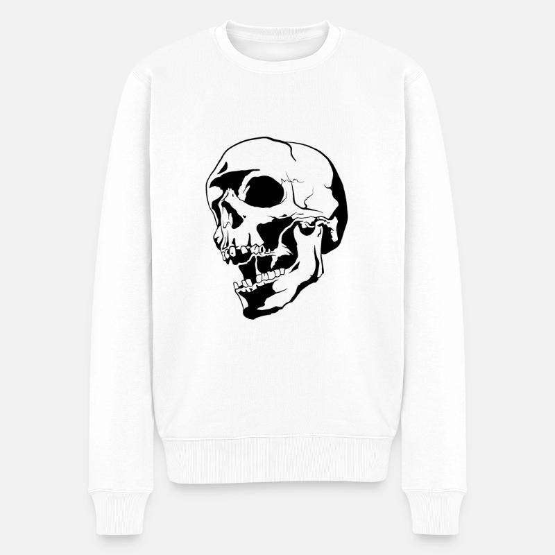 Totenkopf-Kunst - Männer Premium Bio Pullover - Weiß