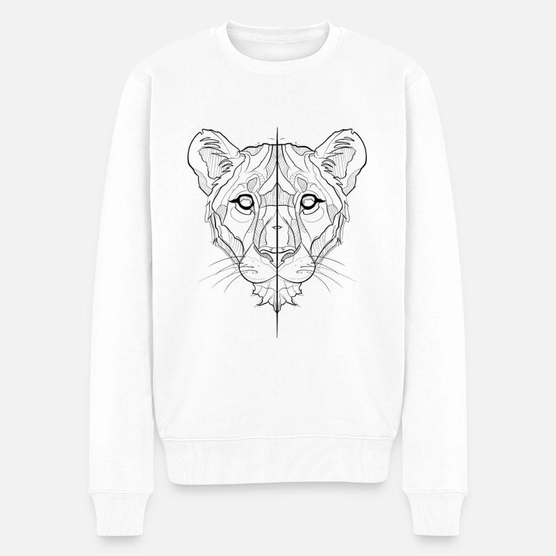 Löwenkopfskizze - Männer Premium Bio Pullover - Weiß