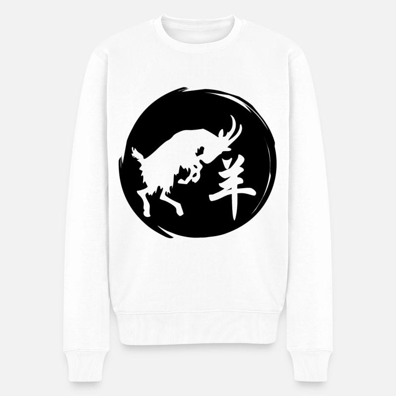 Caractère Chinois Bélier Astrologie Chinoise - Pull Premium bio Homme - blanc