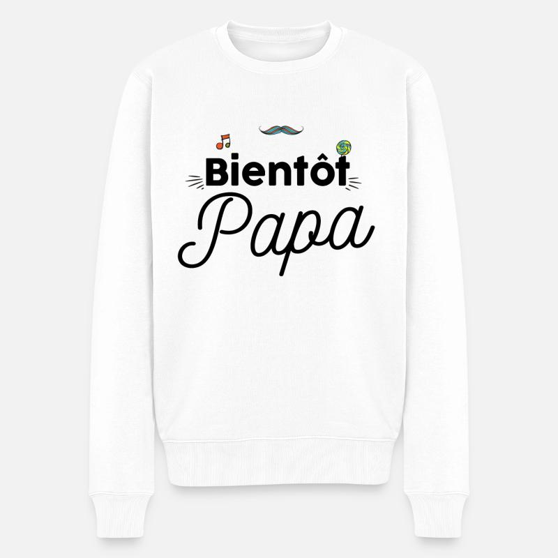 Bientot papa naissance - Pull Premium bio Homme - blanc