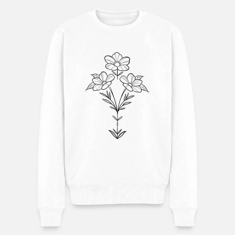 Composition floral - Pull Premium bio Homme - blanc