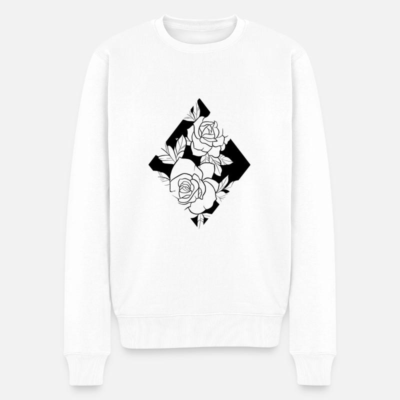 Roses Linie Kunstdiamant - Männer Premium Bio Pullover - Weiß