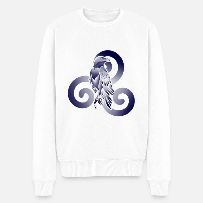 Raben-Triskel-Hintergrund - Männer Premium Bio Pullover - Weiß