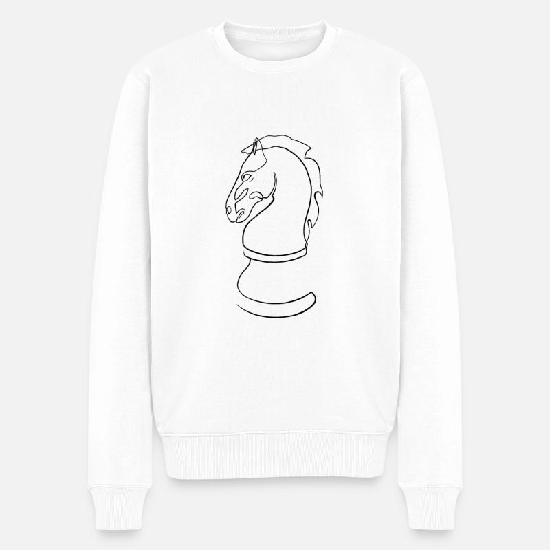Jeu d’échecs cheval - Pull Premium bio Homme - blanc