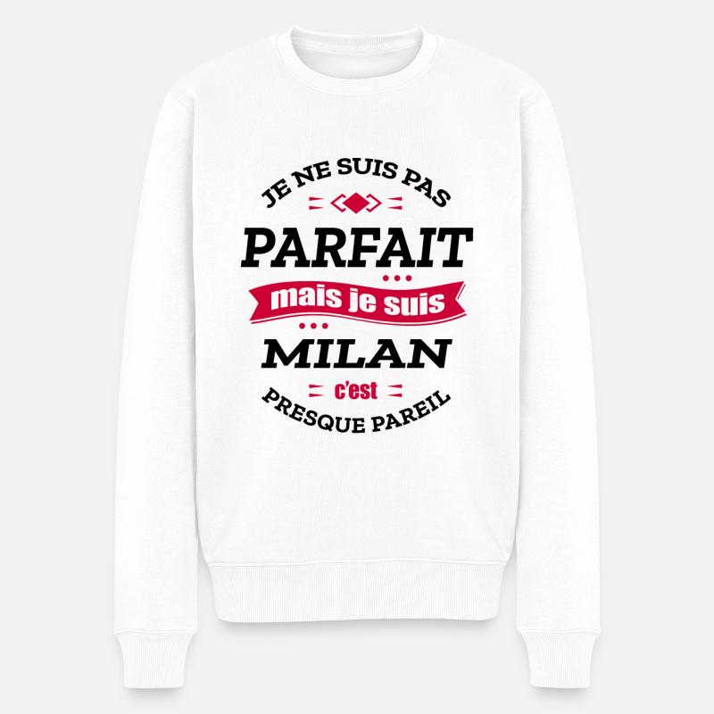 MILAN PARFAIT - PRENOM MILAN - Pull Premium bio Homme - blanc