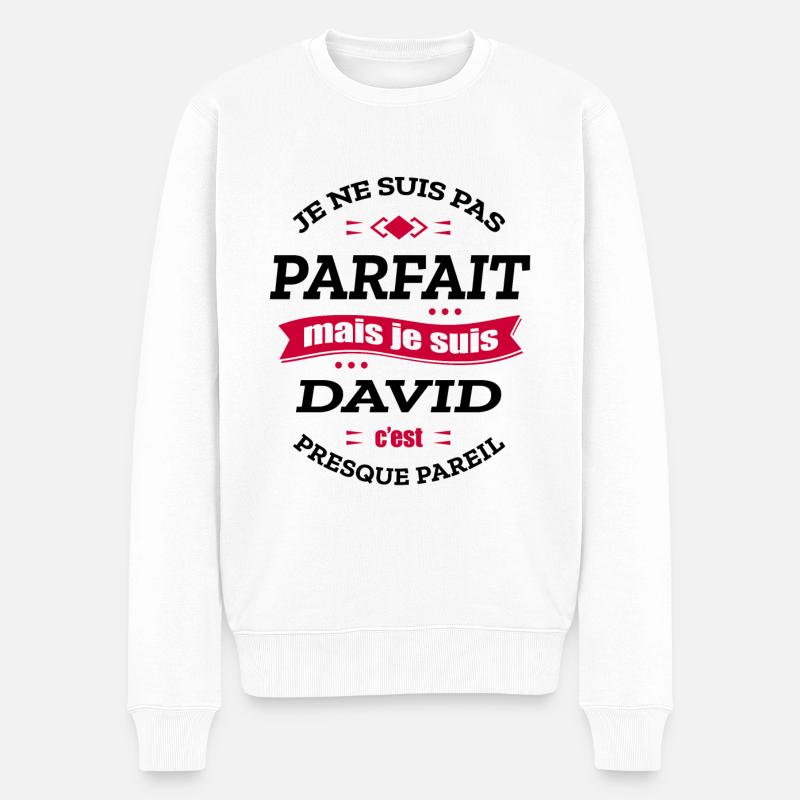 DAVID PARFAIT - PRENOM DAVID - Pull Premium bio Homme - blanc