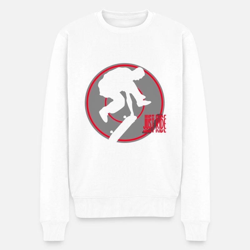 Einfach Skateboard fahren - Männer Premium Bio Pullover - Weiß