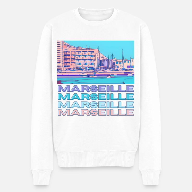 Marseille - Männer Premium Bio Pullover - Weiß