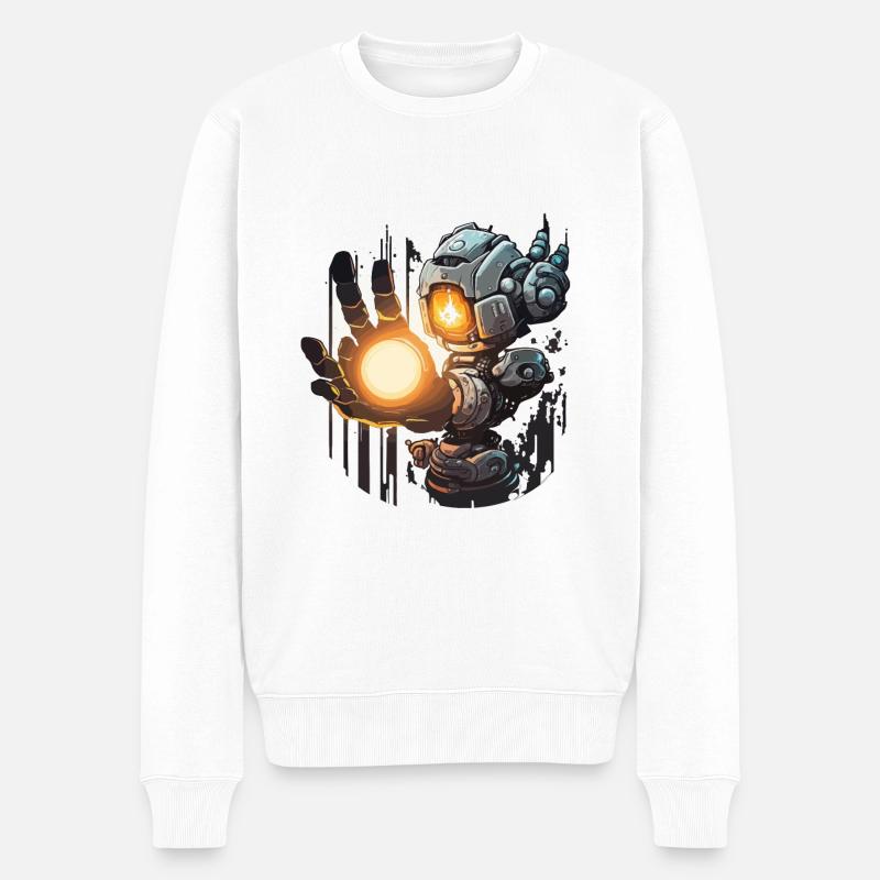 Transhumanisme et technologie - Pull Premium bio Homme - blanc